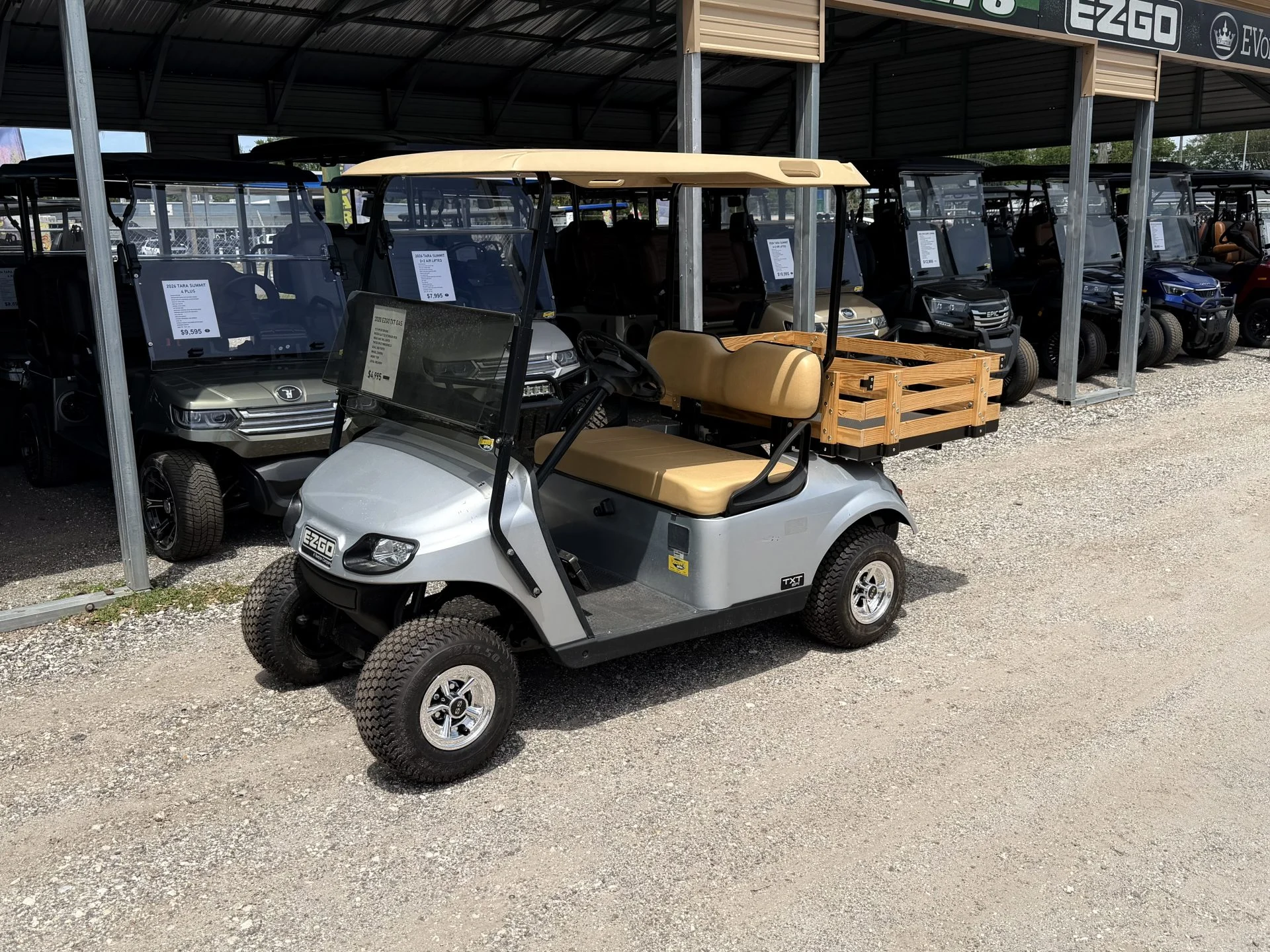 2020 E Z GO TXT Utility Gas Golf Cart for Sale (Platinum Silver)146 (1)